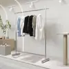 Estante de exhibición para tienda de ropa extra grueso, perchero de acero inoxidable, perchero de isla independiente, estante de exhibición para ropa de hombre y mujer