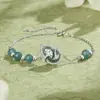 Pulsera Original de Tres Vidas con Calabaza de Albaricoque para Mujer, Estilo Retro Chino, Nuevo Estilo Chino, Pulsera de Jade de Fortuna y Prosperidad, Joyería de Hoja de Ginkgo