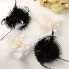 Estilo Coreano Novo Cetim Cacheado Moda Tecido Fio de Pena Flor DIY Anel de Cabelo Acessório de Cabeça Corsage Fantasia Flor Acessórios