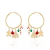 Pendientes de Atmósfera Navideña con Diamantes, Árbol de Navidad, Papá Noel, Hombre de Jengibre, Pendientes Navideños a la Moda, Lindos y Versátiles