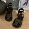 Sandálias Femininas com Biqueira Fechada, Sapatos Estilo Romano, Novidade Verão 2026 Sapatos Infantis de Cano Alto Retrô para Meninas Jovens e Mais Velhas