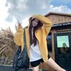 Toma Real de Sudadera con Capucha Cardigan de Estilo Preppy Coreano para Otoño 2025 Color Sólido Cuadros Chaqueta Sudadera Versátil