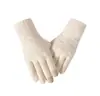 Guantes de cuadros de color sólido transfronterizos para hombres y mujeres, cálidos de invierno, forrados de felpa, tejido grueso tipo lana, pantalla táctil, guantes de alta gama