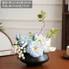 Mesa de centro floral simulada de lujo de alta gama, mesa de comedor para sala de estar, adornos de flores artificiales, jarrón geométrico creativo, decoración de hotel, arreglo floral
