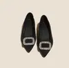 Em Estoque Outono e Inverno Novo Estilo Elegante Fivela Brilhante de Strass Bico Redondo Salto Alto Confortável Salto Bloco Suede Boca Rasa Sapatos de Salto para Mulheres