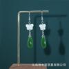 Nuevos Pendientes Largos con Borlas Antiguas de Cuentas Chinoiserie Accesorios de la Dinastía Han Chinoiserie Pendientes de Abanico de Flores con Lazo