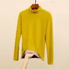 Camiseta básica de gola semi-alta espessa com forro de fleece escovado para mulheres, roupa íntima de outono e inverno, top básico quente preto de gola média de alta qualidade