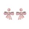 Aretes Europeos y Americanos para Mujer Industria Pesada Micro-incrustado Zircón Rosa Atmosférico Cena Vintage Plata 925 Aretes de Lazo Estéreo