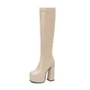 Plataforma de água de comércio exterior botas de salto alto salto grosso botas de cavaleiro de salto alto botas finas mas botas compridas até o joelho 40-46 tamanho grande comércio exterior