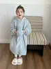 Aimobeibei 2025 Invierno Niños Cálido Grueso Felpa Color Sólido Ropa de Casa Niños y Niñas Polar de Coral Dibujos Animados Bata de Baño