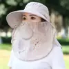 Novo Estilo Chapéu de Sol para Colheita de Chá Feminino com Aba Larga Proteção Solar Chapéu de Sol Cobertura Facial Fashionável Versátil para Ciclismo Proteção contra Vento Chapéu de Proteção Facial