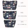Bolsa de cosméticos mediana impermeable, estilo coreano, con estampado geométrico de dibujos animados y flores, bolsa de lavado portátil
