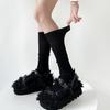 Meia de Tricô Outono Pilha Cor Sólida Simples Versátil Cinza Algodão Tricotado Meia Média Primavera e Outono Branco Leite