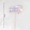 Paquete de 10 bolas de pelo para decorar tartas de cumpleaños, nubes, luna roja enchufable, nubes blancas, adornos de arcoíris para tartas, banderas.