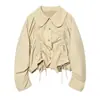Ropa Europea y Americana Transfronteriza para Mujer, Moda Casual Popular de Aliexpress con Cordón Suelta Adelgazante Camisa de Manga Larga