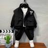 Terno de Primavera para Meninos 2025 Novo Roupas de Trabalho Elegantes e Modernas para Crianças Conjunto de Duas Peças da Moda para Meninos para Primavera e Outono