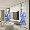Exquisito Jarrón Cerámico Grande de Paisaje, Jarrón de Porcelana de Piso Hecho a Mano en Jingdezhen, Decoración de Piso para Ceremonia de Apertura de Hotel
