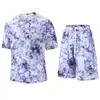 2026 Nuevo Suministro Exclusivo Transfronterizo Talla Europea Etiqueta de Cuidado de Lavado en Inglés Estilo Vacaciones de Verano Conjunto Casual Estilo Tie-dye Nuevo para Hombre
