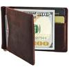 Billetera de Cuero Ligera Plegable al 20% Más Vendida de Comercio Exterior RFID Antirrobo Cepillada Retro Cuero Crazy Horse Clip Dorado Billetera para Hombre