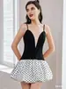 Za Comércio Exterior Atacado Transfronteiriço Estilo Europeu e Americano Roupas Femininas Verão Novo Festa Poá Patchwork Vestido Saia Curta