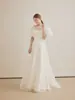 Vestido de novia ligero con cuello redondo y mangas abullonadas para cubrir los brazos, adecuado para sesiones de fotos en estudio y al aire libre, estilo bosque, ultra-hada, con cola, sensación de nicho y alta gama
