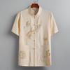 Traje Tang para Hombre Verano Tops de Manga Corta para Hombres de Mediana Edad y Ancianos Ropa con Botones Estilo Chino de Abuelo Hanfu para Hombre Talla Grande