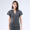 Miyake Color Puro Clásico Primavera y Verano Nuevo Versátil Camiseta Mujer Básica Ajustada Cuello en V Sin Mangas Top Básico