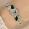 Pulsera Transfronteriza Europea y Americana Flor Lujo Rosa Zircón Pulsera Pulsera para Mujer Accesorios Vestido de Novia Pulsera Nupcial