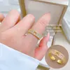 [Galvanoplastia de ouro real] Design Europeu e Americano ins Wind Geometry Diamond Ball Ring Anel Aberto de Vento Frio para Mulheres