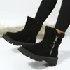 Botas de Nieve de Moda para Mujer 2024 Invierno Nuevo Estilo Media Caña Forradas de Felpa Engrosadas Cálidas Zapatos de Algodón Botas de Invierno para Mujer
