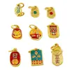 Colgante de Esmalte de Peonía de Lujo Accesorios para Joyería DIY Cuentas de Oro Arena Antigua Cobre Chapado en Oro Tendencia Nacional Gema Roja Vajra