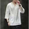 Roupa Masculina Estilo Chinês Flor Escura Camiseta Ultrafina de Seda Gelo Camisa de Manga Curta Masculina Moda Nacional Plus Size Solta Manga Curta Roupas de Verão
