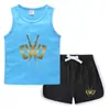 Chal de Verano para Niños 2023 Pantalones Cortos Calientes Camiseta Básica Casual Coreana Sudadera sin Mangas para Niños Absorbente de Sudor Color Caramelo