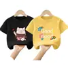 Camiseta de Verão Tendência e Versátil de Manga Curta para Meninas, Caimento Solto, Novo Estilo de Verão, Blusa 100% Algodão para Crianças