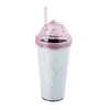Tampa para Sorvete 16oz/450ml com Ventosa Camada Dupla PS Transparente Ventosa Verão Gelo Frio Copo de Água