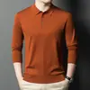 Suéter de Lã High-End Tendência para Homens com Seda de Amora, Suéter Básico de Malha Casual Solto com Gola Lapela para Homens