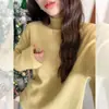 Suéter de punto simple y moderno con cuello semi-alto para otoño e invierno para mujer, cálido, adelgazante y elegante capa base