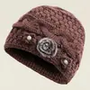 Gorros de Invierno para Personas de Mediana Edad y Mayores, Gorros de Moda para Madres, Gorros de Punto Gruesos de Terciopelo Cálidos, Gorros de Lana de Invierno para Abuelas