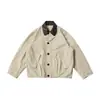Ropa Vintage 2025 Otoño Nuevo Estilo Retro Americano Old Money Casual Parche de PU Cuello Solapa Chaqueta de Trabajo Abrigo