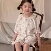 Pijama para Niña 2026 Nuevo Estilo Manga Media Conjunto Algodón Puro Gasa Clase A Alta Calidad Estilo Coreano Lindo Ropa de Casa para Niños