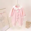 Mameluco Rosa Pastel para Bebé de Primavera y Otoño Estilo Nuevo para Niñas Pequeñas Ropa de Abrigo Manga Larga Cuerpo Completo Súper Lindo Adorable para Salir Traje para Gatear
