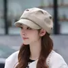 Chapéu Octogonal de Lã para Mulheres Outono e Inverno 2026 Chapéu de Artista Vintage que Faz o Rosto Parecer Menor, Boina Versátil
