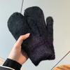Ins Luvas à prova de frio femininas inverno estilo coreano cor sólida espessado lã forrada imitação de pelo de vison ciclismo luvas quentes para estudantes