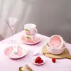 Vajilla Fresca y Elegante Serie Fresa Apta para Vaporera y Horno Cocina Hogar Plato Cerámico Fresco y Lindo Juego de Cuencos para Sopa