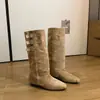 Fivela de cinto bota de cavaleiro empilhada de dois usos feminina 2026 outono inverno retrô aumento interno de altura justas botas de cano alto acima do joelho