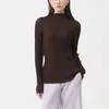 Camiseta Miyake de Cuello Medio Ajustada para Mujer, Manga Larga, Tacto de Alta Gama, Adelgazante, Elegante, Versátil, Top Plisado para Mujer, Capa Base