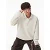 Cl espiga de trigo ajuste peso pesado otoño moderno hombres estampado cuello polo eanT ropa interior manga larga holgado sudadera de dos piezas falsa
