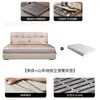 Cama de Couro Estilo Minimalista Italiano Cor Creme Seção Quadrada Estofamento Macio Acolchoado Cabeceira Grande Quarto Principal Cama de Casal Moderna Couro Nappa Cama de Casamento