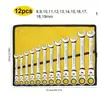 Llave de Carraca Giratoria, Juego de Llaves de Doble Propósito Rápidas, Juego Completo de Herramientas para Ferretería, Herramienta de Reparación de Máquinas de Boca Abierta, Herramienta Manual
