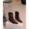 Botines de Moda Botas Versátiles Otoño Invierno Punta Fina Nuevo Diseño 2026 Elegantes Apilados Cómodos Estilo Coreano Temperamento Negro
